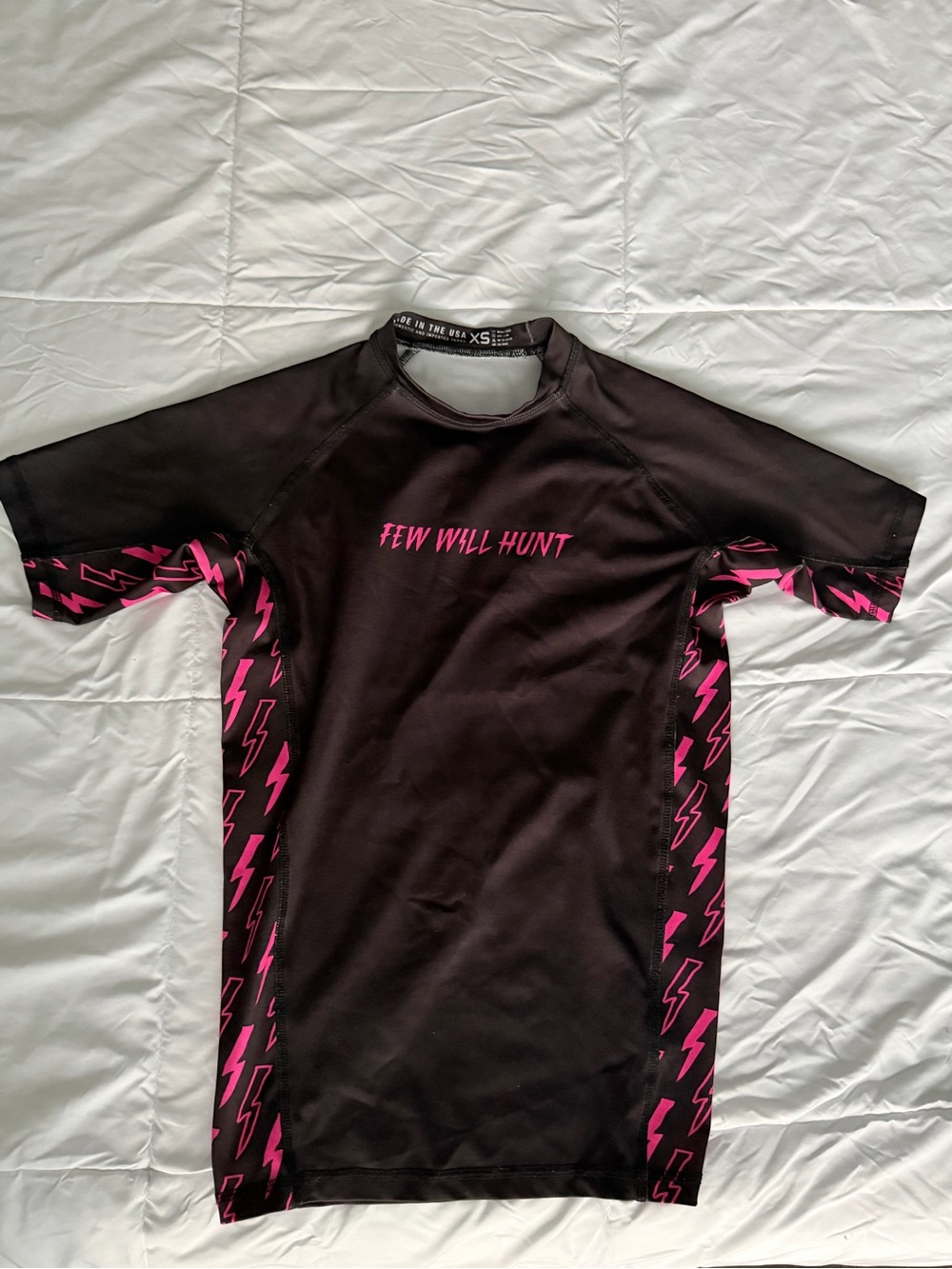 Unisex Black Rash Guard with Pink Lightning Accents